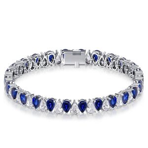 Bracelets - Italo White & Blue Sapphire Pear Cut Tennis Bracelet For Women, Apparel & Accessories, Italo jewelry - Online Catalog