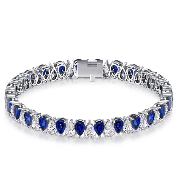 bracelets - Italo White & Blue Sapphire Pear Cut Tennis Bracelet For Women, Italo jewelry - Online Catalog