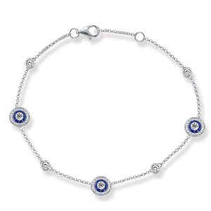 Bracelets - Italo Blue Sapphire Vintage Bracelet Halo Chain Bracelet, Apparel & Accessories, Italo jewelry - Online Catalog