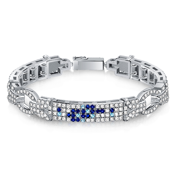 bracelets - Italo Pave Setting Blue Art Deco Bracelet Vintage Bracelet, Italo jewelry - Online Catalog