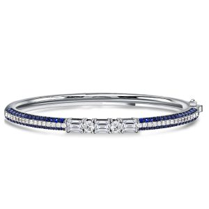 Bracelets - Italo Blue Sapphire Emerald Cut Bangle Silver Bracelet, Apparel & Accessories, Italo jewelry - Online Catalog
