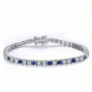 Bracelets - Italo Round Cut Blue Sapphire Tennis Bracelet For Women Classic, Apparel & Accessories, Italo jewelry - Online Catalog