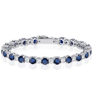 Bracelets - Round Cut White & Blue Sapphire Tennis Bracelet In Silver, Apparel & Accessories, Italo jewelry - Online Catalog
