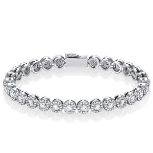 Bracelets - Round Cut Halo Tennis Bracelet In Sterling Silver Classic, Apparel & Accessories, Italo jewelry - Online Catalog