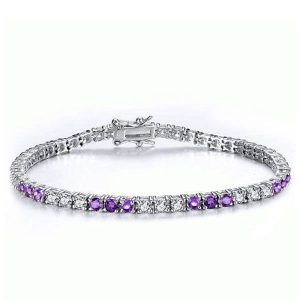 Bracelets - Italo Round Cut Amethyst & White Tennis Bracelet In Silver, Apparel & Accessories, Italo jewelry - Online Catalog