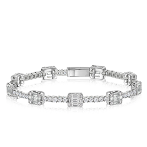 Bracelets - Italo Round & Baguette Tennis Bracelet For Women, Apparel & Accessories, Italo jewelry - Online Catalog