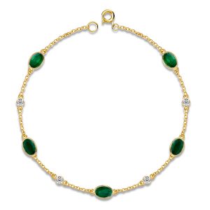 Bracelets - Italo Oval Cut Emerald Green Chain Bracelet For Women, Apparel & Accessories, Italo jewelry - Online Catalog