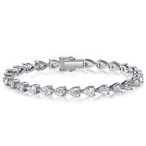 Bracelets - Italo Pear Cut Tennis Bracelet In Sterling Silver, Apparel & Accessories, Italo jewelry - Online Catalog