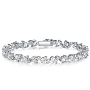Bracelets - Italo Alternating Round & Pear Cut Tennis Bracelet For Women, Apparel & Accessories, Italo jewelry - Online Catalog