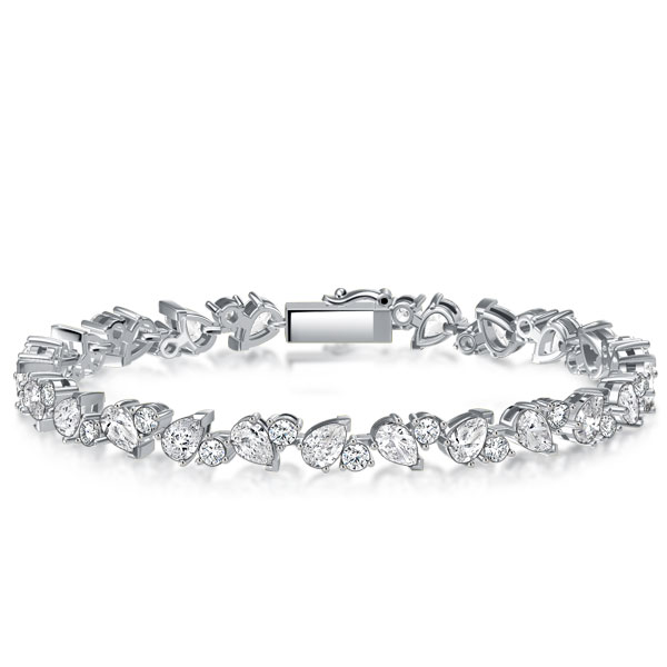 Bracelets - Italo Alternating Round & Pear Cut Tennis Bracelet For Women, Apparel & Accessories, Italo jewelry - Online Catalog