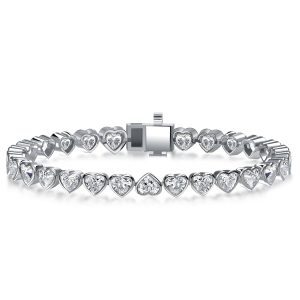 Bracelets - Italo Bezel Heart Tennis Bracelet In Sterling Silver, Apparel & Accessories, Italo jewelry - Online Catalog