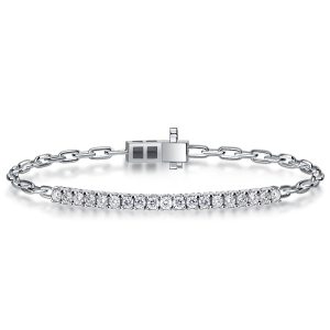 Bracelets - Italo White Sapphire Paperclip Tennis Bracelet For Women, Apparel & Accessories, Italo jewelry - Online Catalog