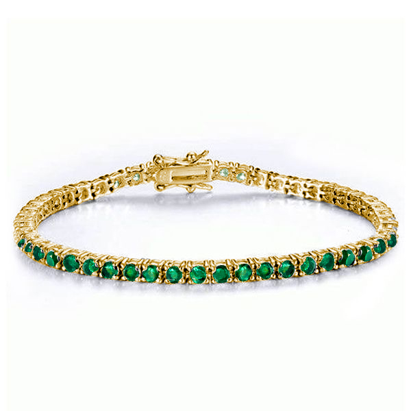 bracelets - Italo Golden Round Cut Emerald Tennis Bracelet For Women, Italo jewelry - Online Catalog