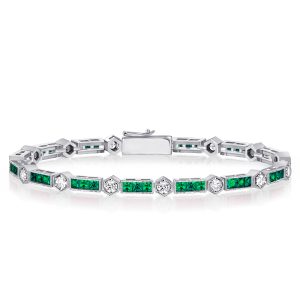 Bracelets - Italo Alternating Triple Emerald Tennis Bracelet For Women, Apparel & Accessories, Italo jewelry - Online Catalog