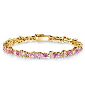 Bracelets - Italo Golden Pink Tennis Bracelet In Sterling Silver, Apparel & Accessories, Italo jewelry - Online Catalog