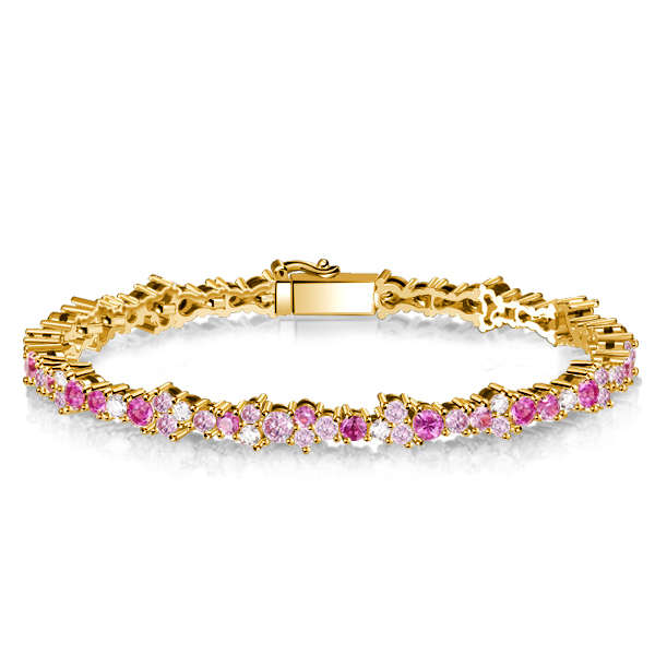 Bracelets - Italo Golden Pink Tennis Bracelet In Sterling Silver, Apparel & Accessories, Italo jewelry - Online Catalog