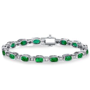 Bracelets - Italo Bezel Setting Cushion Cut Emerald Tennis Bracelet, Apparel & Accessories, Italo jewelry - Online Catalog