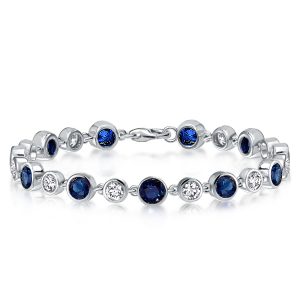 Bracelets - Italo Alternating White & Blue Sapphire Tennis Bracelet, Apparel & Accessories, Italo jewelry - Online Catalog