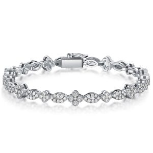 Bracelets - Italo Round Cut 4 Leaf Clover Tennis Bracelet In Sterling Silver, Apparel & Accessories, Italo jewelry - Online Catalog