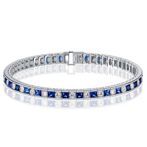 Bracelets - Italo Princess Cut Blue Sapphire Tennis Bracelet For Wedding, Apparel & Accessories, Italo jewelry - Online Catalog