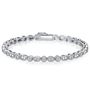 Bracelets - Italo Milgrain Round Cut Tennis Bracelet For Wedding, Apparel & Accessories, Italo jewelry - Online Catalog