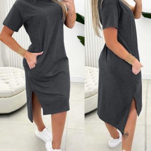 Side Slit Pocket Design Asymmetrical Casual Dress, women Casual Dresses, ChicMe catalog