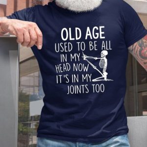 Old Age Funny Letter Skull Print T-shirt Crew Neck Short Sleeve Tee for Men, T-shirts, Lilicloth.com