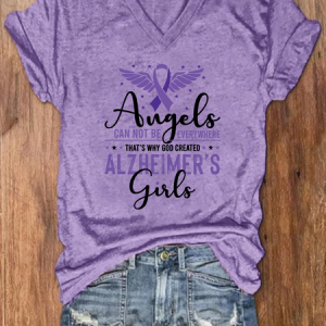 Alzheimer's Girls Floral Crew Neck Simple Loose T-Shirt, T-shirts, Lilicloth.com