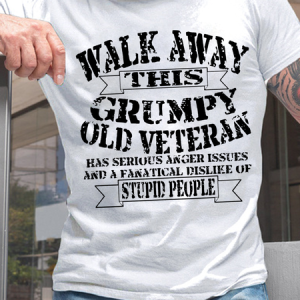 Cotton Grumpy Old Veteran on Casual Text Letters Loose T-Shirt, T-shirts, Lilicloth.com