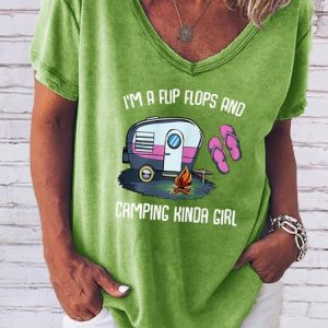 I'm A Flip Flops And Camping Kinda Girl T-shirt, T-shirts, Lilicloth.com