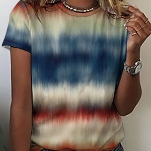 Casual Vintage Abstract Art Print Crew Neck T-Shirt, T-shirts, Lilicloth.com