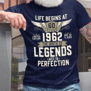Life Begins At 1962 Funny 60th Birthday Gift T-shirt, T-shirts, Lilicloth.com