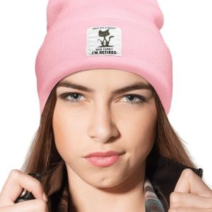 What Day Is Today Who Cares Im Retired Black Cat Funny Graphic Beanie Hat, Hats, Lilicloth.com