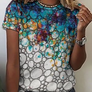 Tie Dye Crew Neck Short Sleeve T-Shirt, T-shirts, Lilicloth.com