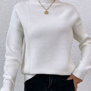 Casual Turtleneck Sweatshirt, JustFashionNow Sweatshirts & Hoodies, color:White|size:XXL,