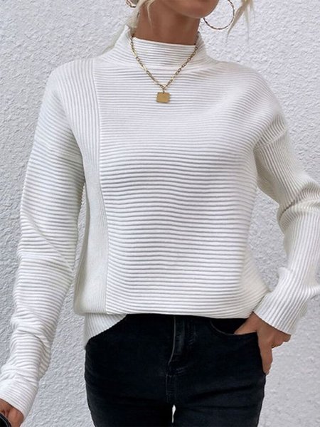 Casual Turtleneck Sweatshirt, JustFashionNow Sweatshirts & Hoodies, color:White|size:XXL,