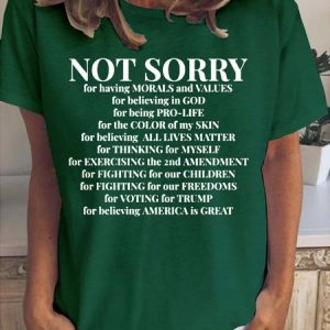 Not Sorry Letter Short sleeve tops, T-shirts, Lilicloth.com