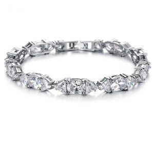 Bracelets - Italo Oval Created White Sapphire Bracelet, Apparel & Accessories, Italo jewelry - Online Catalog