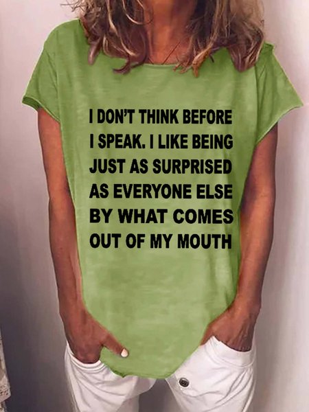 Funny Words Women Casual Cotton-Blend T-Shirt, T-shirts, Lilicloth.com