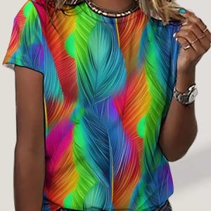 Lilicloth X Paula WomenвЂ™s Abstract Plant Leaf Casual Crew Neck T-Shirt, T-shirts, Lilicloth.com