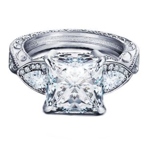 three stone engagement rings - Three Stone Filigree Engagement Ring, Italo jewelry - Online Catalog