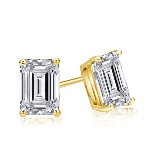 earrings - Classic 4 Prong Emerald White Sapphire Stud Earrings, Italo jewelry - Online Catalog