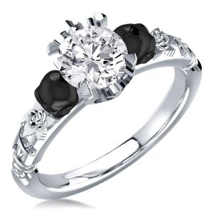 Unique engagement Rings - Two Tone Skull Design Round Cut Engagement Ring, Italo jewelry - Online Catalog