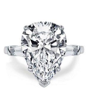Classic rings - Italo Three Stone Pear Created White Sapphire Engagement Ring, Apparel & Accessories, Italo jewelry - Online Catalog