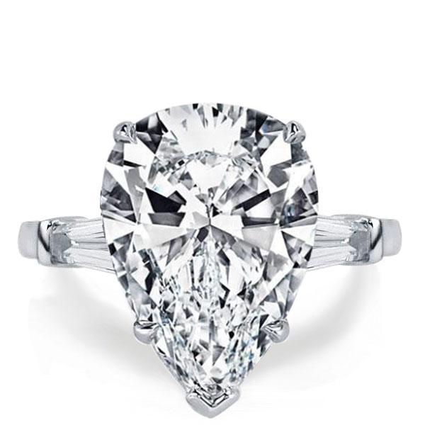 classic engagement rings - Italo Three Stone Pear Created White Sapphire Engagement Ring, Italo jewelry - Online Catalog - Image 3