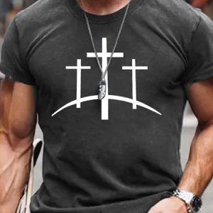 Retro Distressed Rolled Design Faith Print Cotton T-shirt, T-shirts, Lilicloth.com