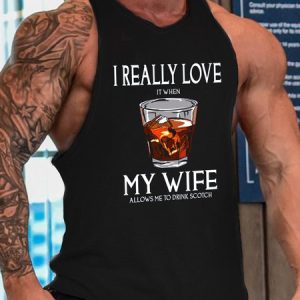 I Really Love My Wife Funny Crew Neck Tank Top, Tank Tops, Lilicloth.com