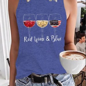 Red Wine Blue Independence Day Top, Tank Tops, Lilicloth.com