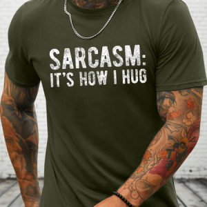 Cotton Sarcasm:It's How I Hug, Nice Guy Crew Neck Cotton Casual Text Letters T-Shirt, T-shirts, Lilicloth.com
