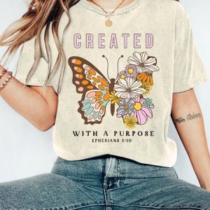 Created With Purpose Christian Vintage Distressed Shirt, T-shirts, Lilicloth.com